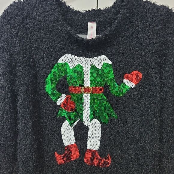 No boundaries sequined elf ugly Christmas sweater, large - Picture 4 of 7